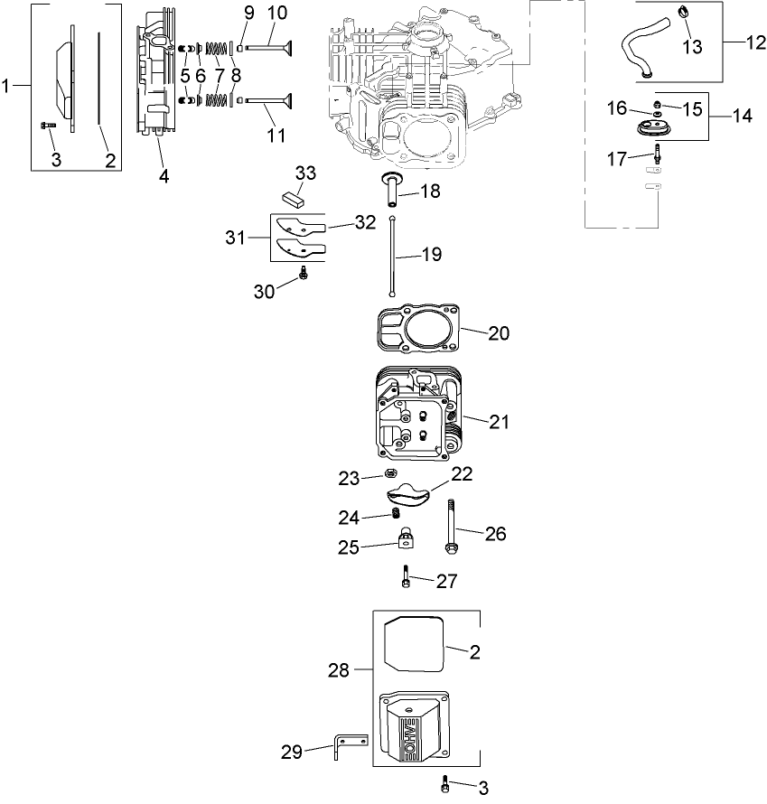 Head, Valve and Breather Assembly Kohler SV720-0029