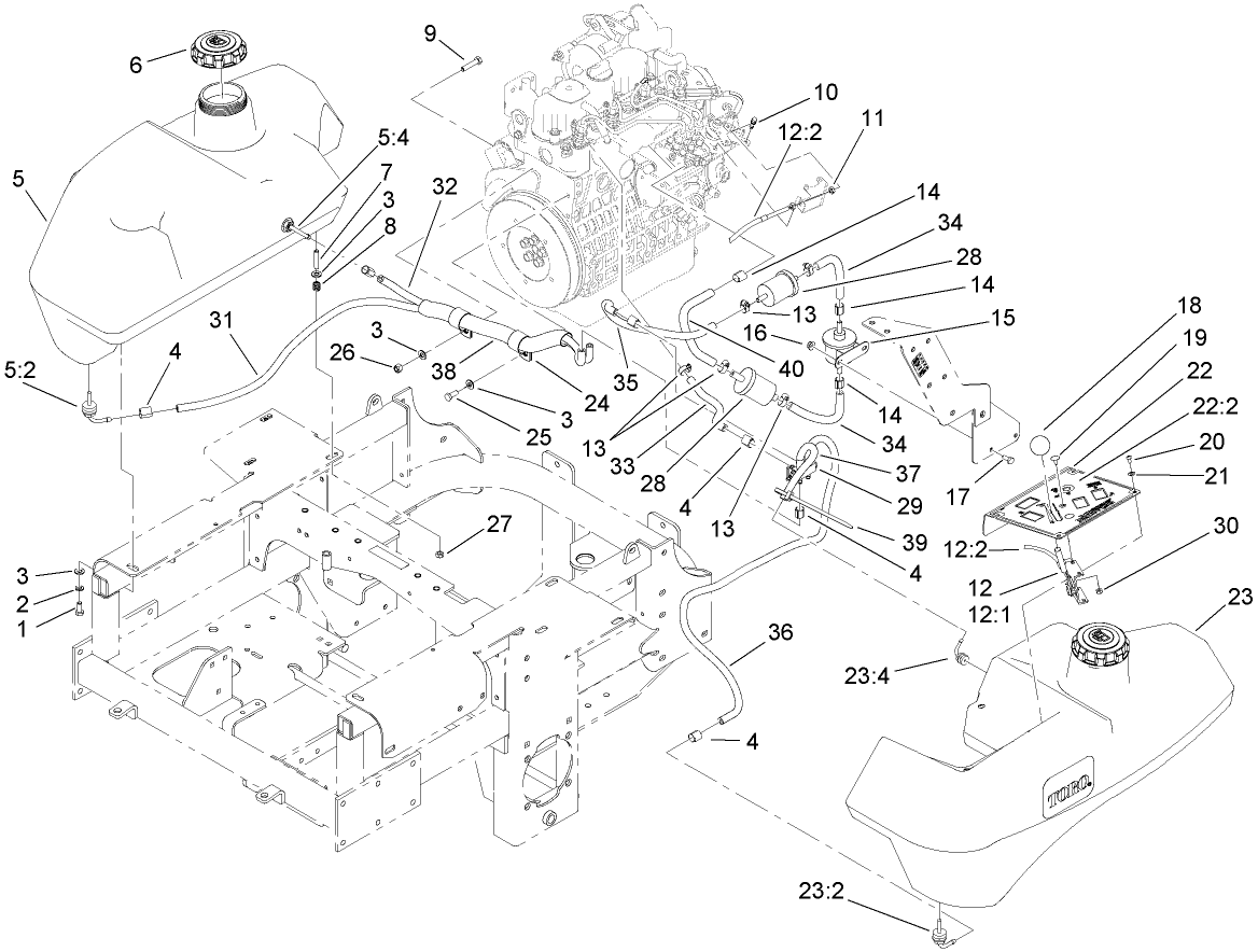 Throttle, Control Panel and Fuel Tank Assembly