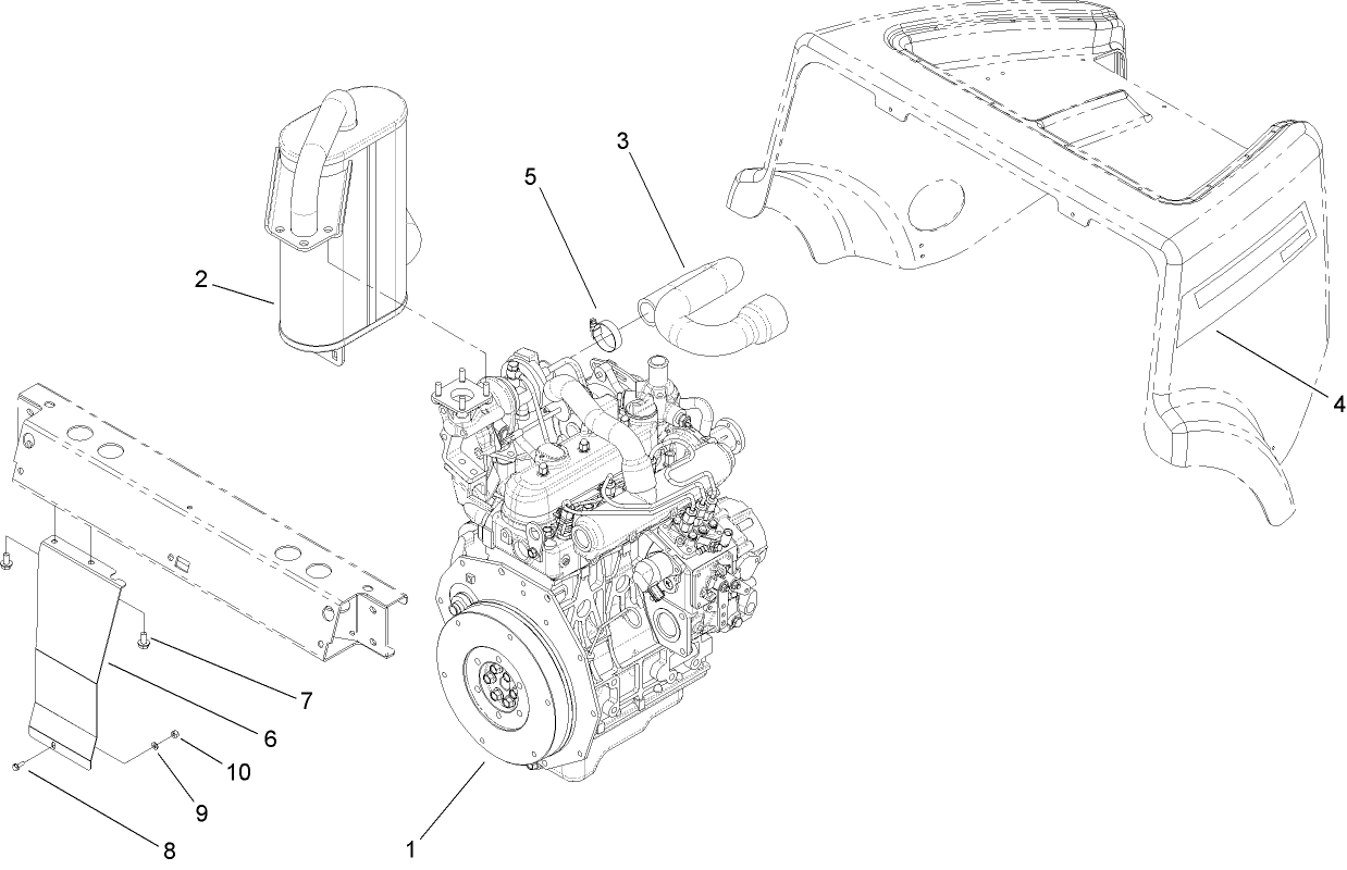 Engine and Muffler Assembly
