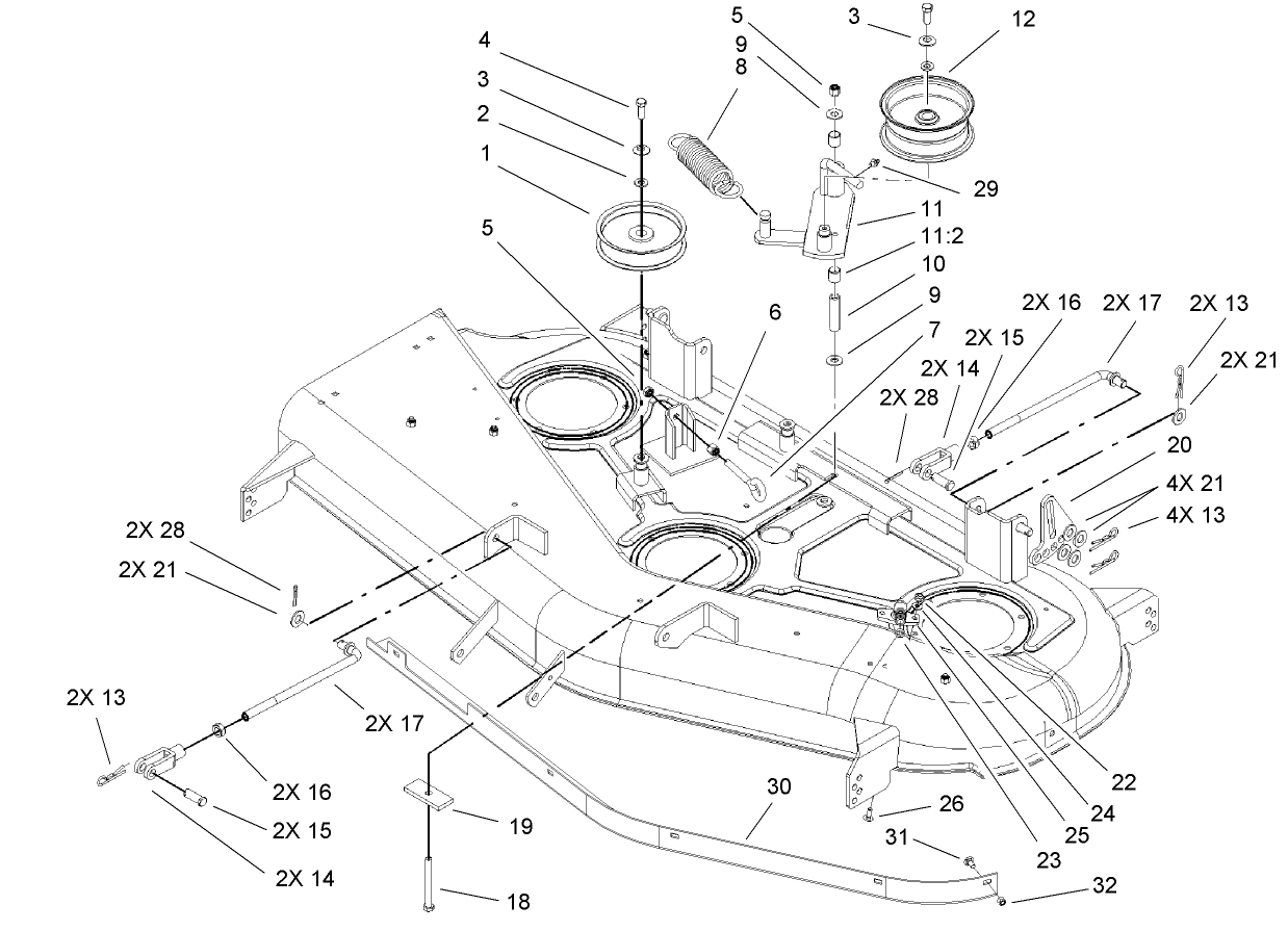 52 Inch Deck Belt Drive and Lift Assembly