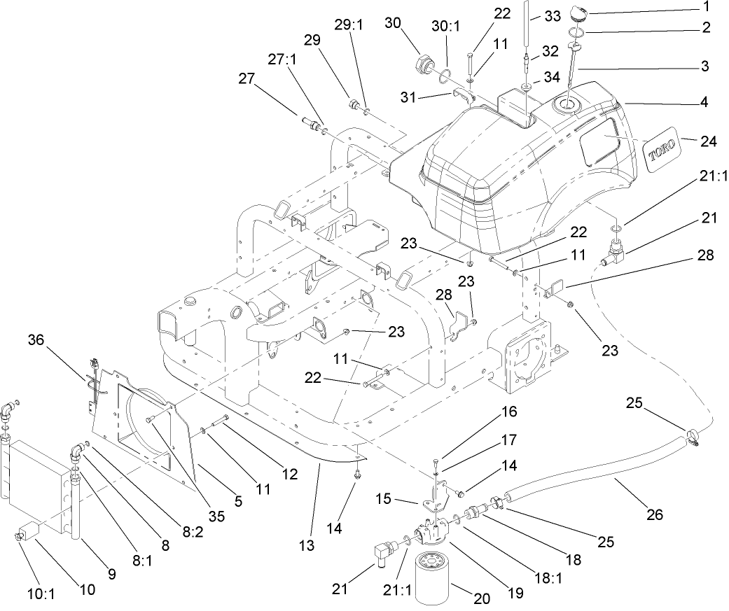 Hydraulic Tank, Filter and Cooler Assembly