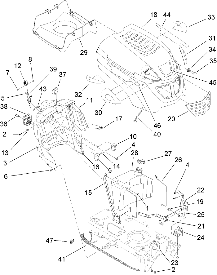 Fuel Tank and Hood Assembly