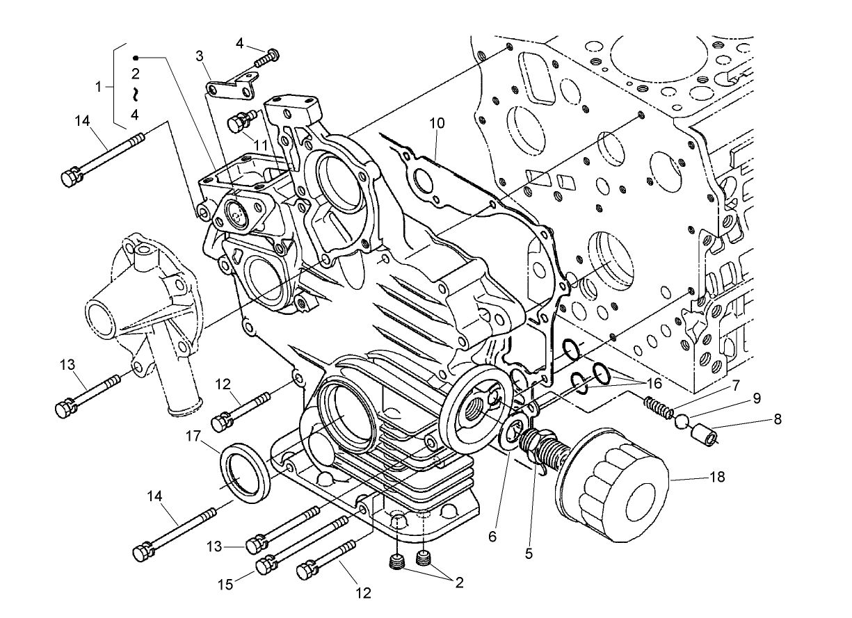 Gear Case and Oil Filter Cartridge Assembly
