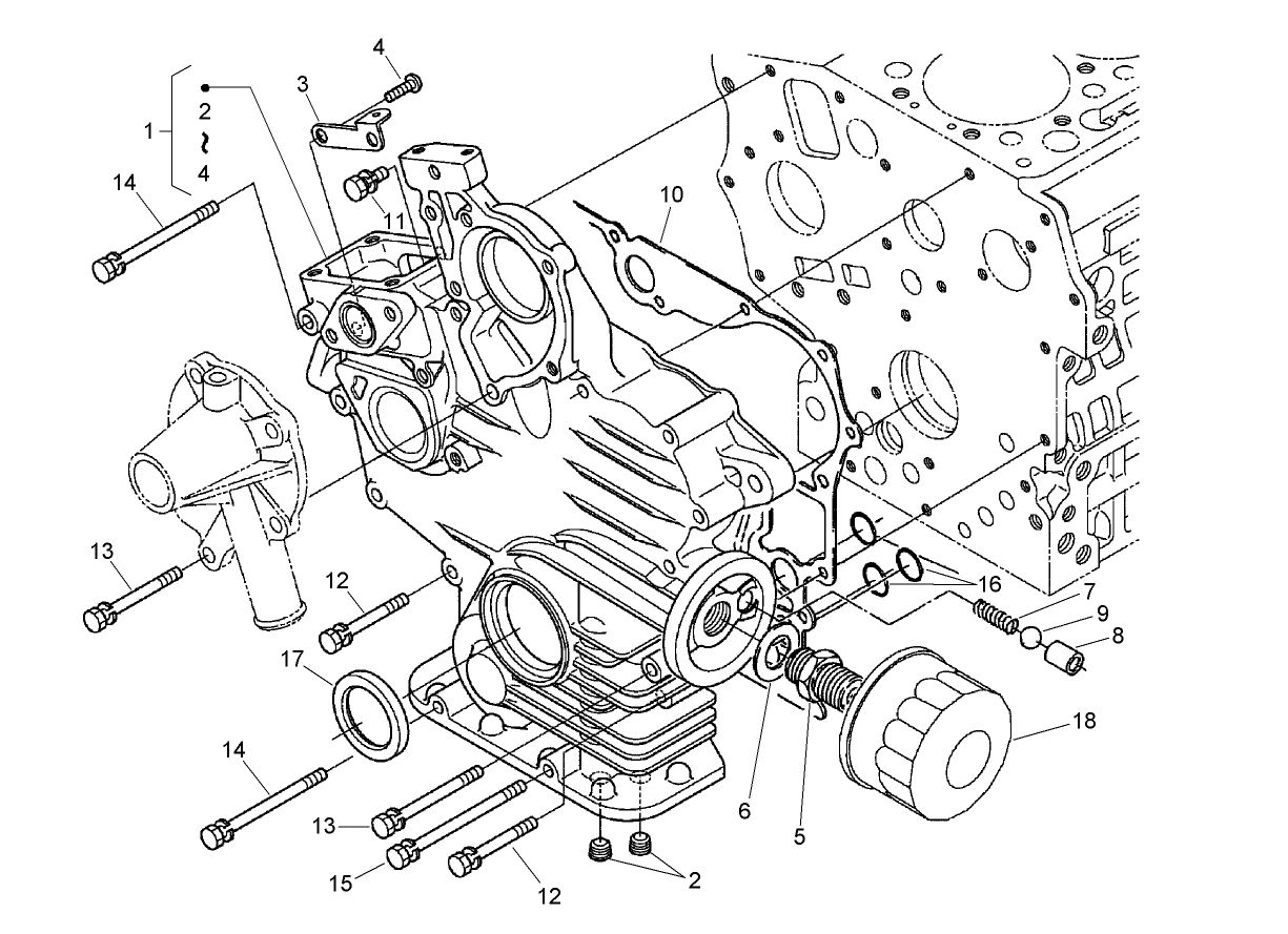 Gear Case and Oil Filter Cartridge Assembly