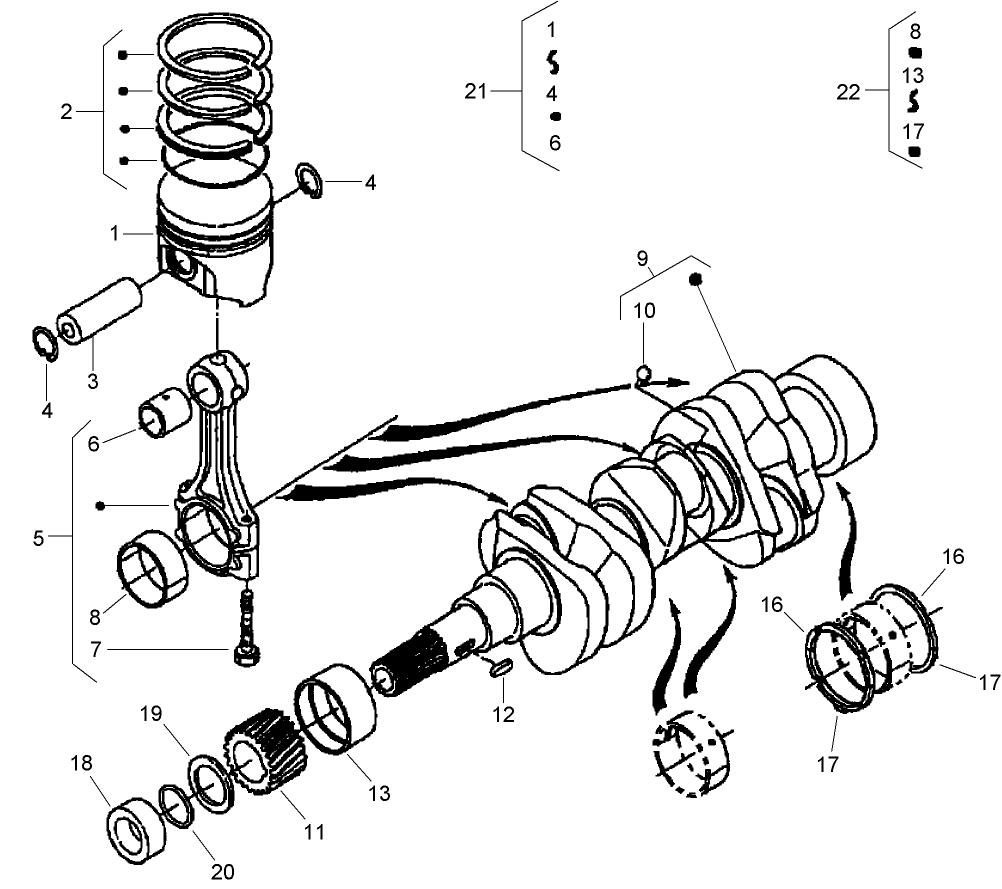 Piston and Crankshaft Assembly
