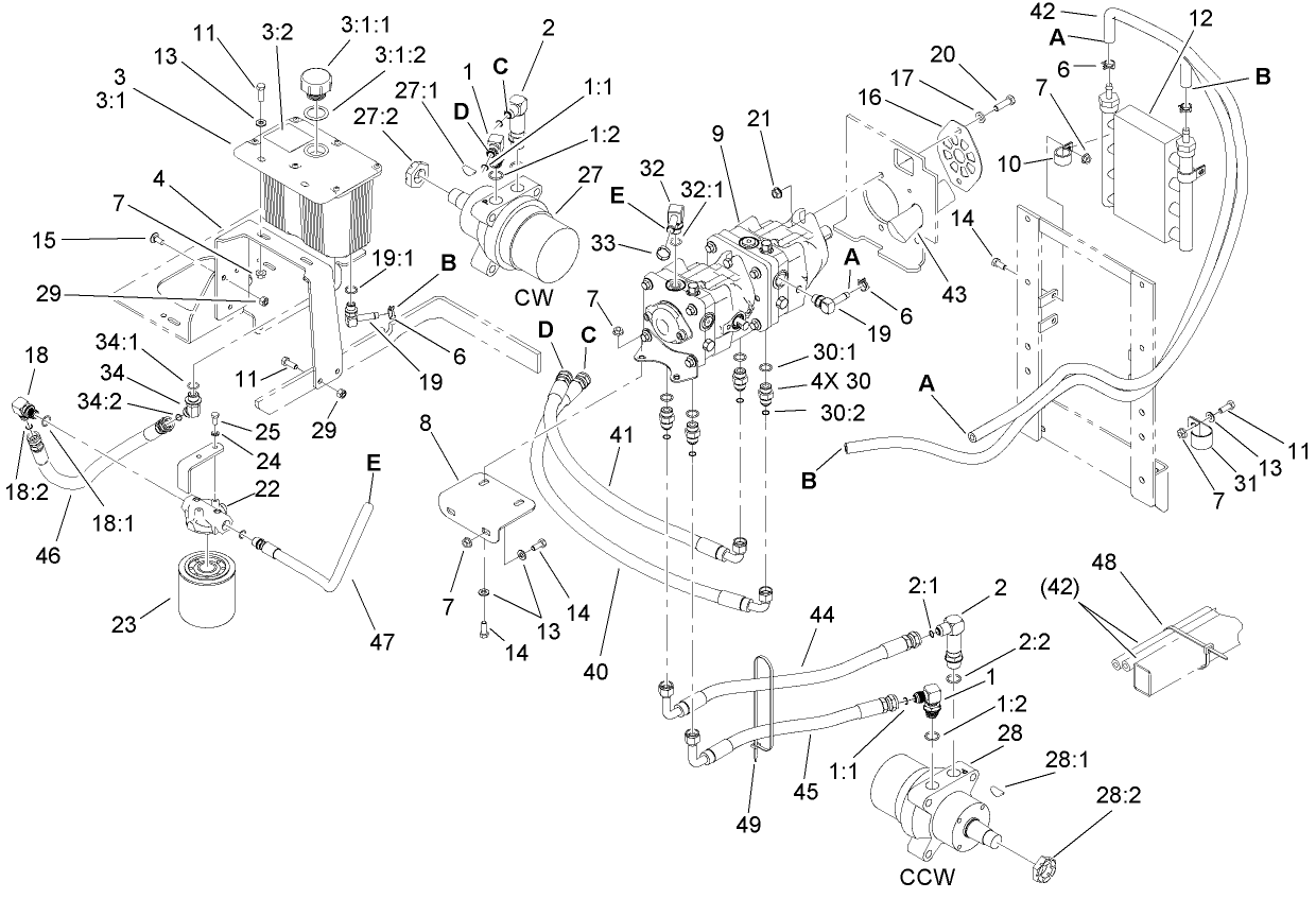 Hydraulic Tank, Motor and Pump Assembly