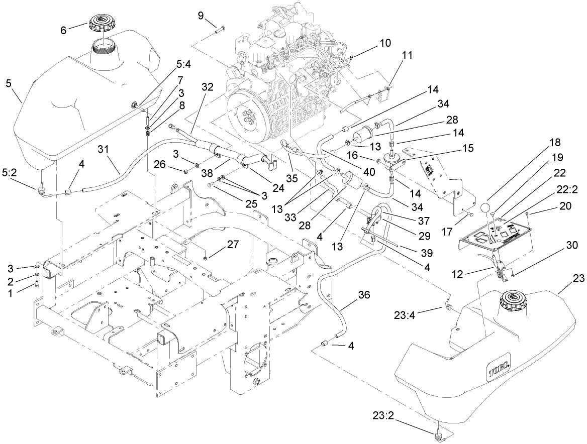 Throttle, Control Panel and Fuel Tank Assembly