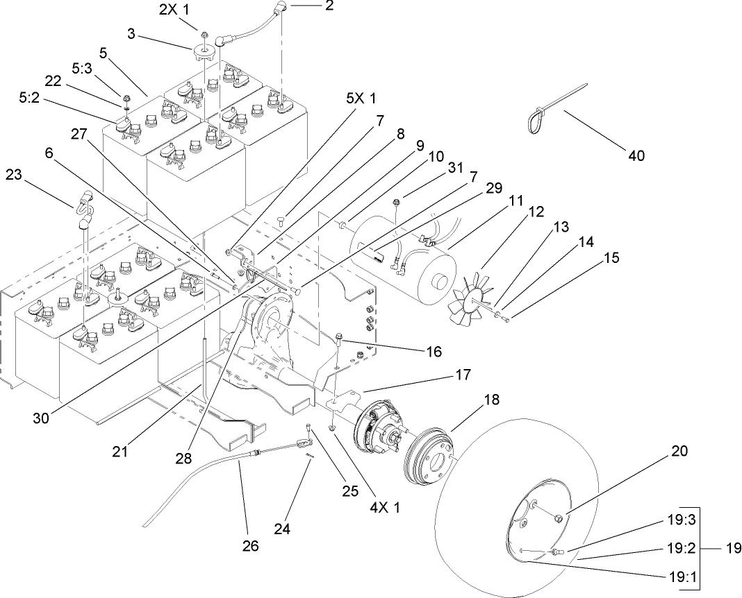 Battery and Transaxle Assembly