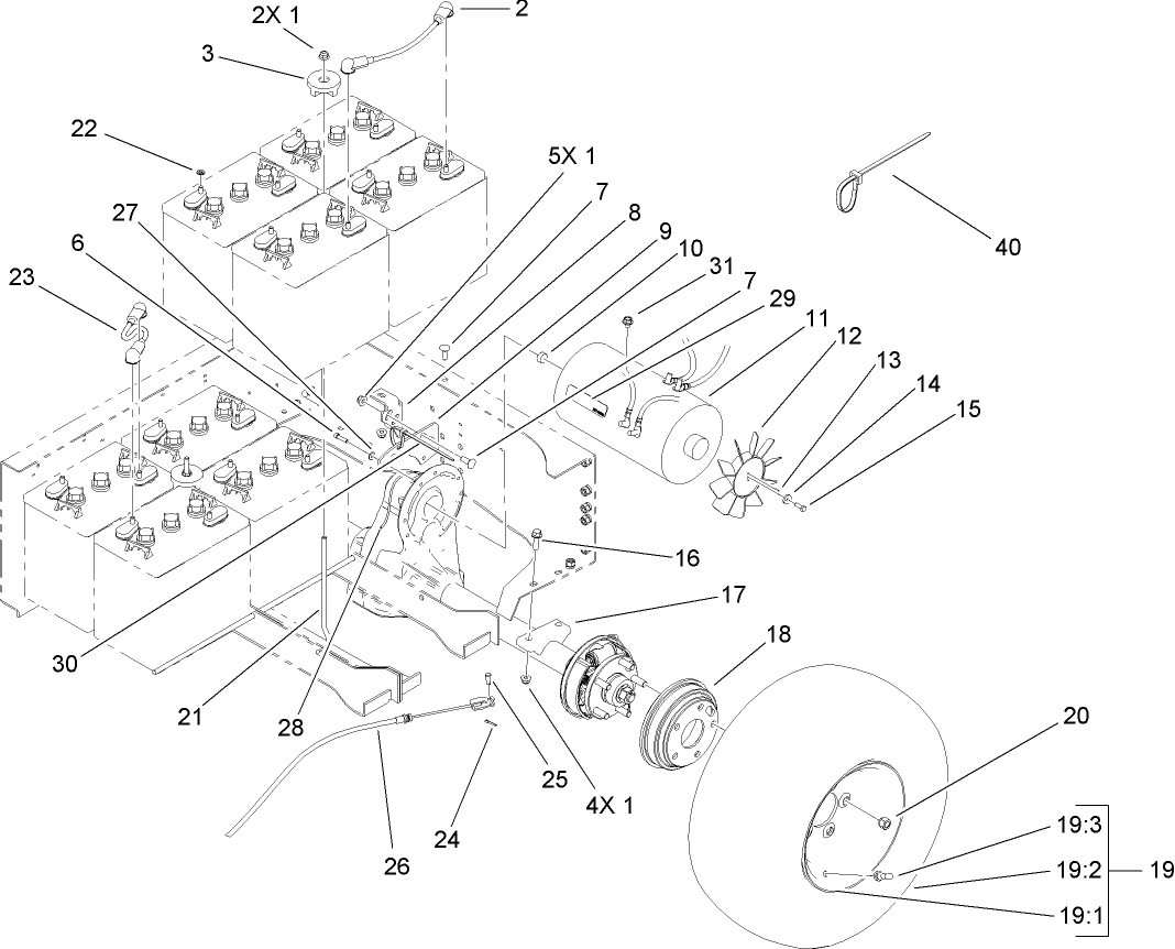Battery and Transaxle Assembly