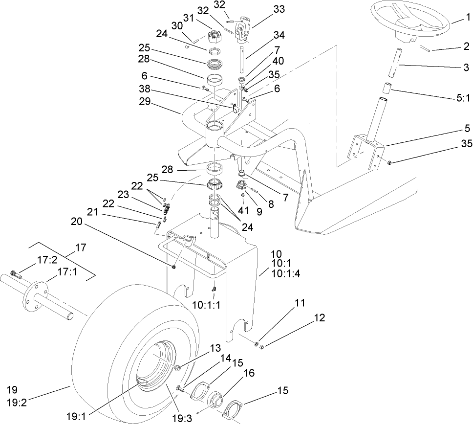 Front Wheel and Steering Assembly