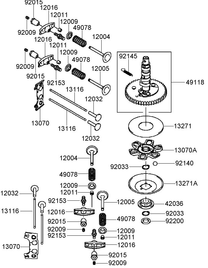 Valve and Camshaft Assembly Kawasaki FH580V-AS40-R