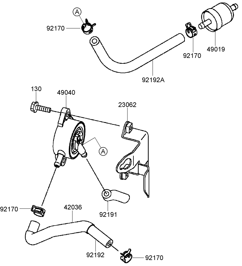 Fuel Tank and Valve Assembly Kawasaki FH580V-AS40-R