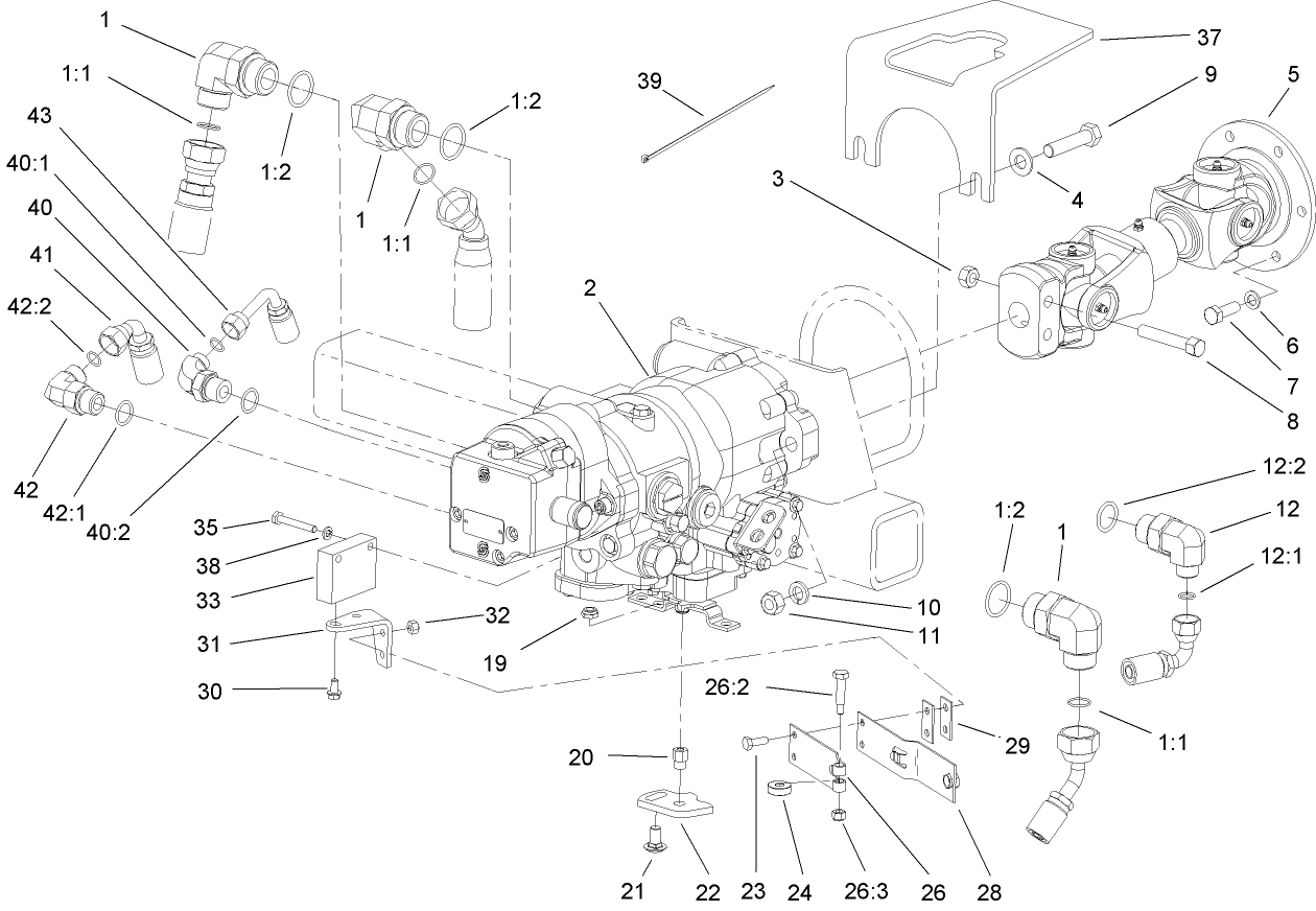Hydrostat and Gear Motor Assembly