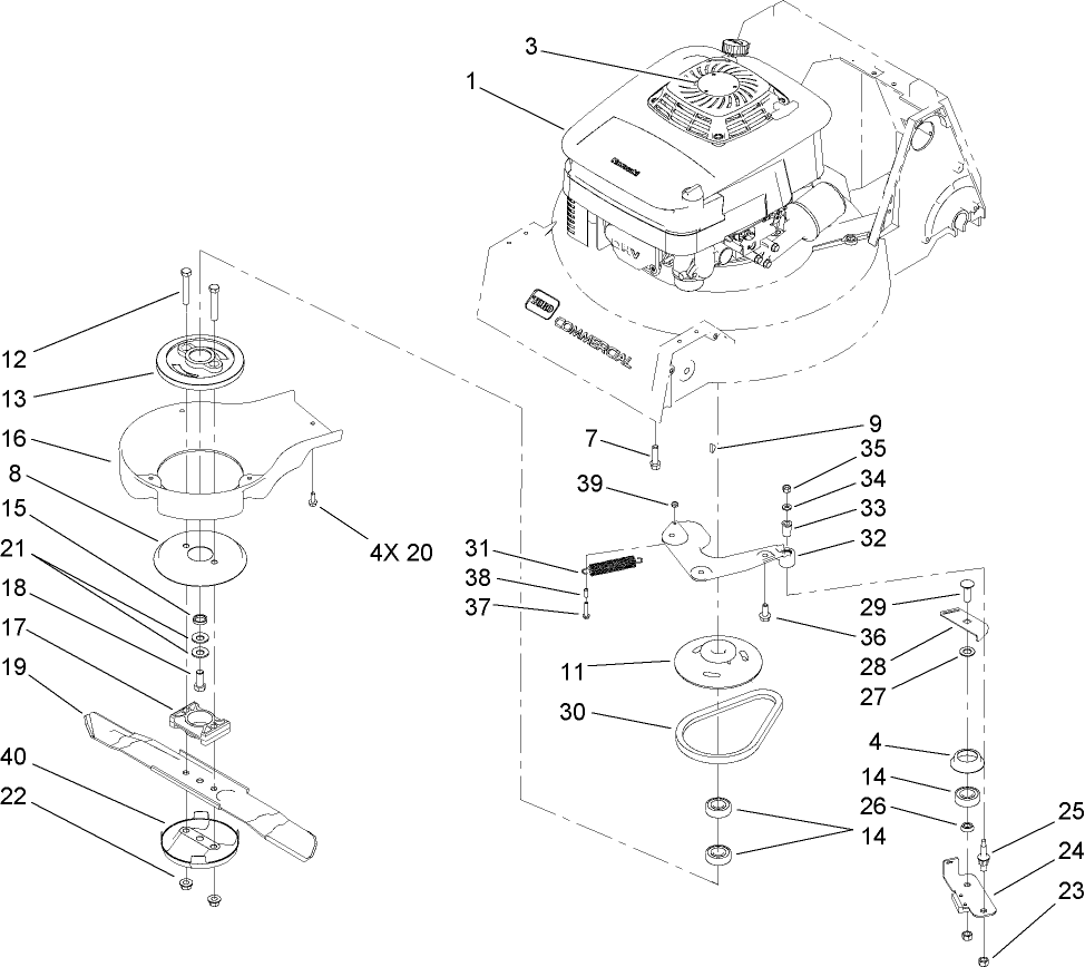 Engine and Blade Brake Clutch Assembly
