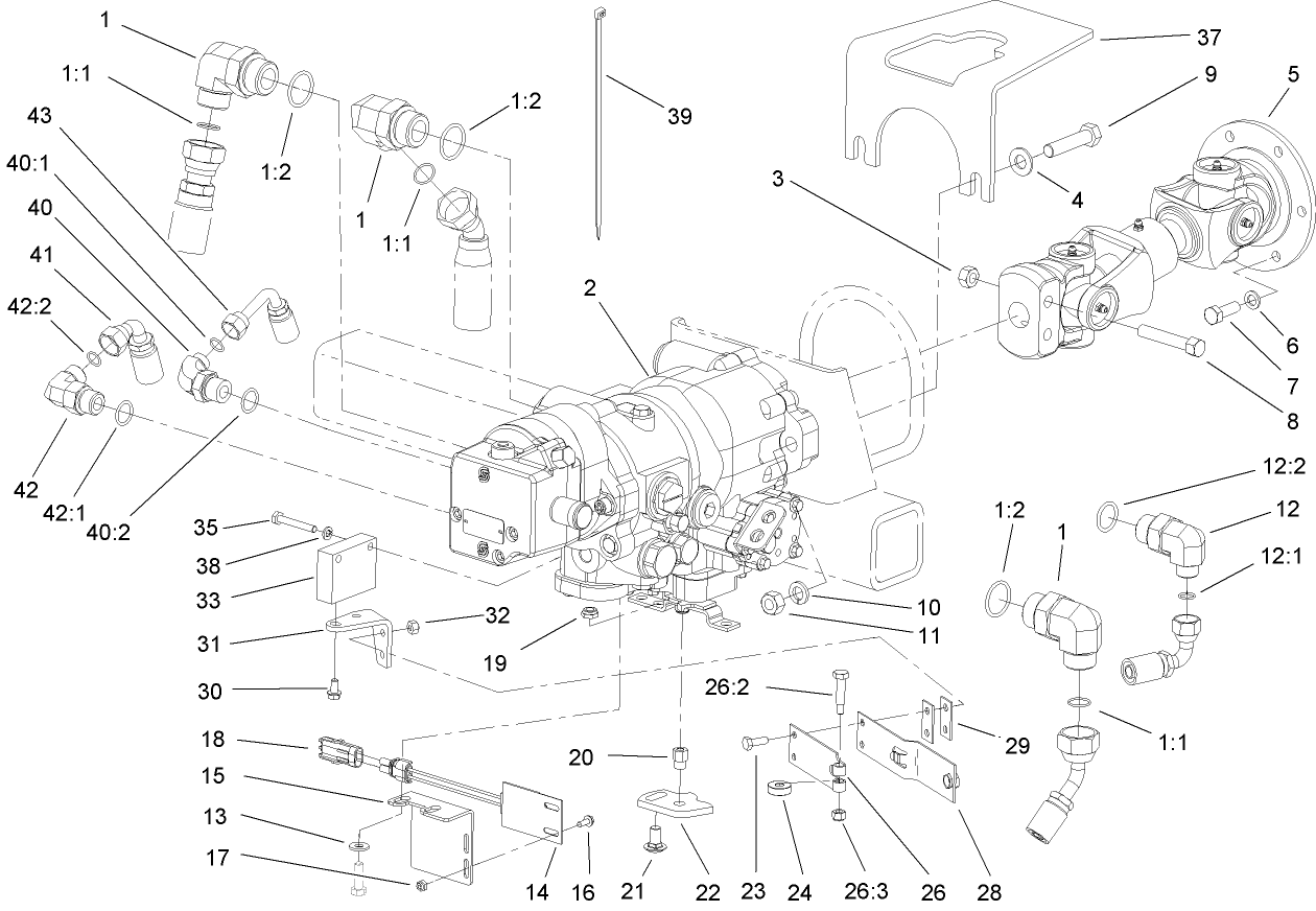 Hydrostat and Gear Motor Assembly