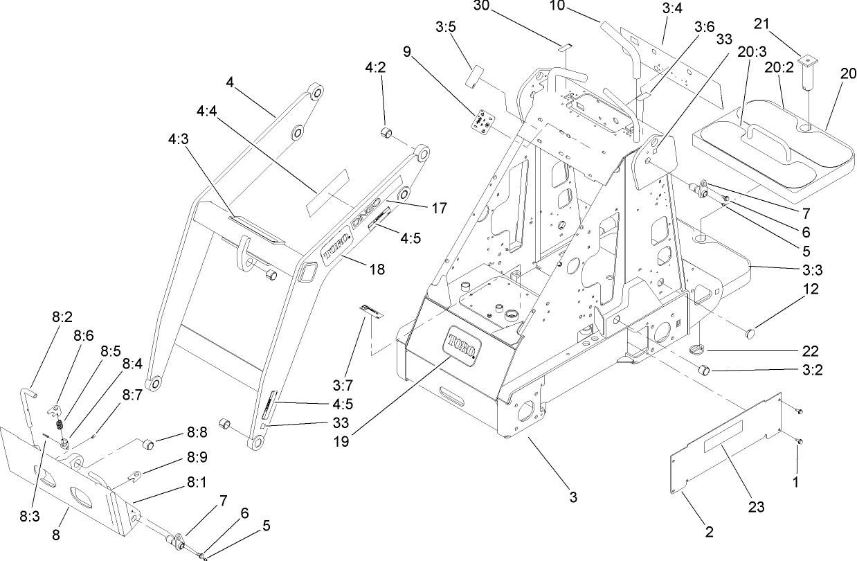 Frame and Loader Arm Assembly