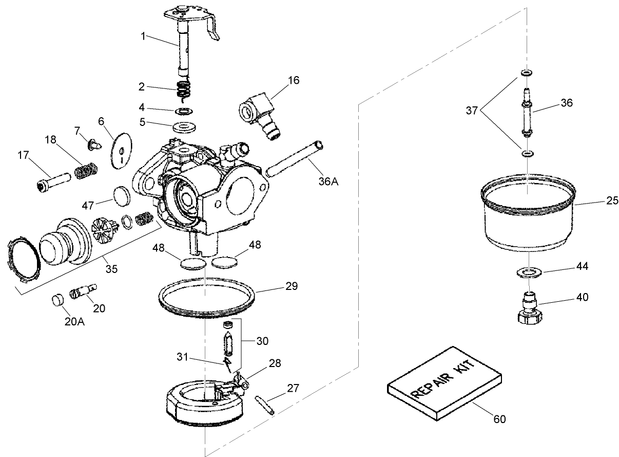 Carburetor Assembly No. 640350 Tecumseh LV195EA-362090D