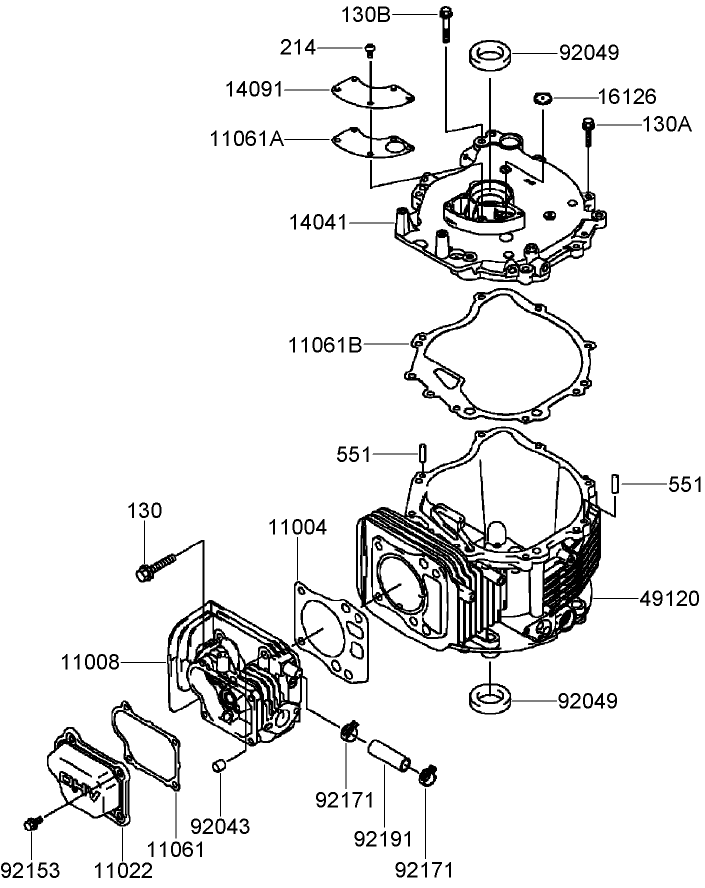 Cylinder and Crankcase Assembly Kawasaki FJ180V-AS28