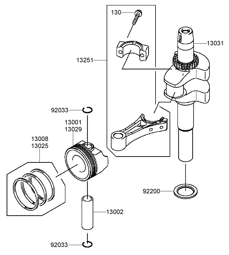 Piston and Crankshaft Assembly Kawasaki FJ180V-AS28