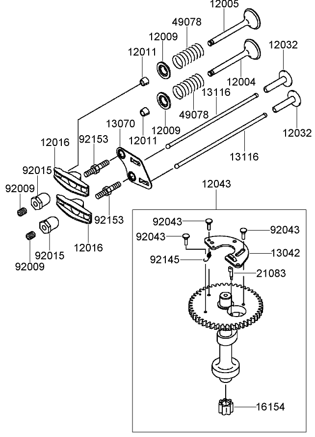 Valve and Camshaft Assembly Kawasaki FJ180V-AS28