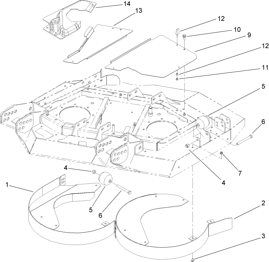 Right Hand Deck Rear Discharge Chamber  and Cover Assembly