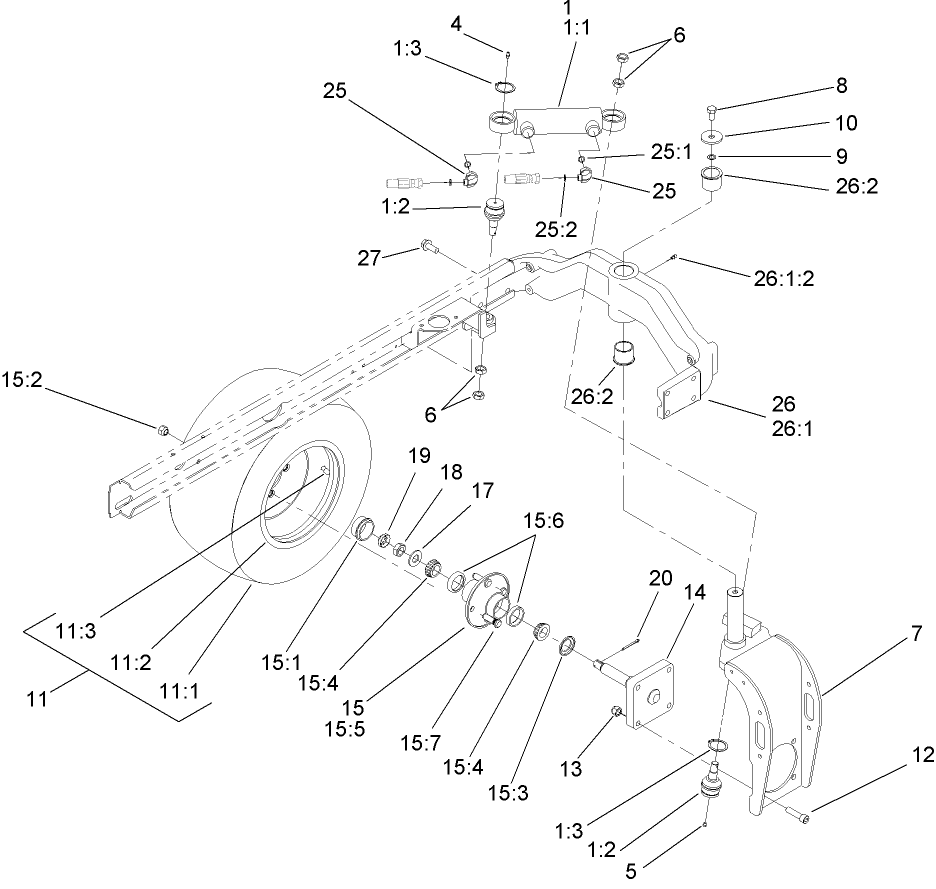 Rear Fork and Tire Assembly