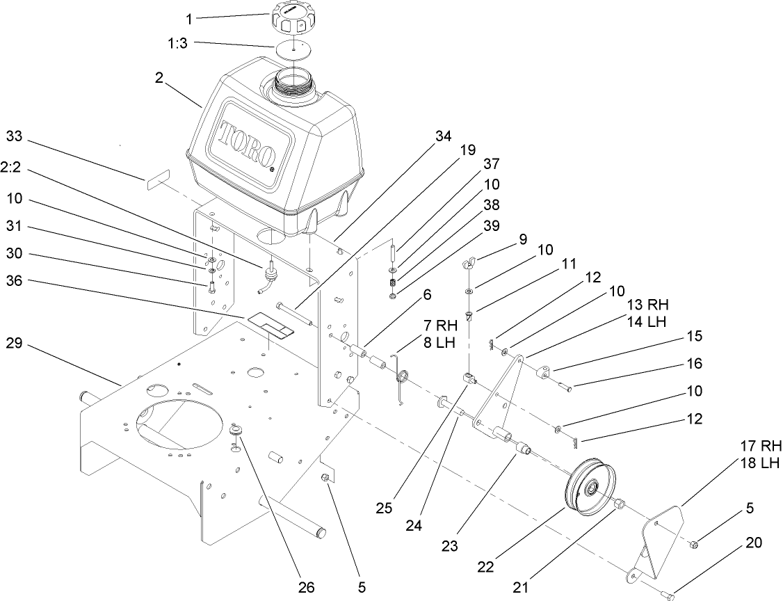 Fuel Tank and Idler Bracket Assembly