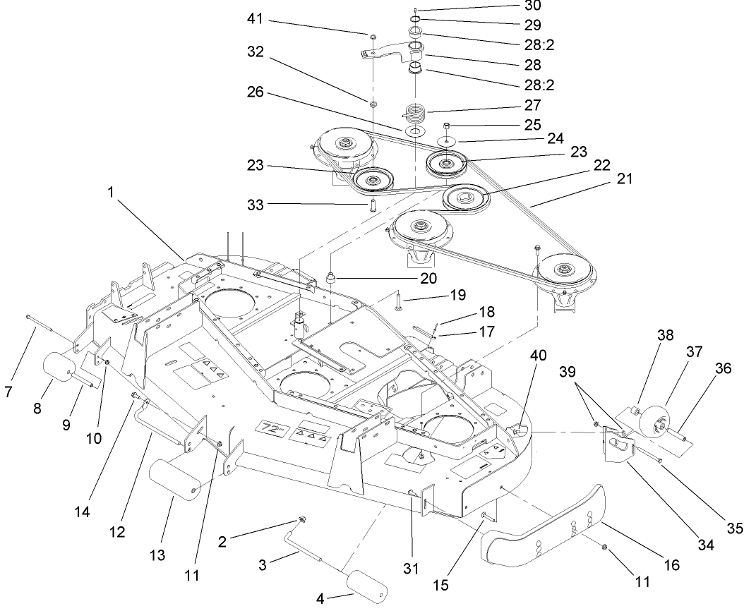 Deck, Belt and Pulley Assembly