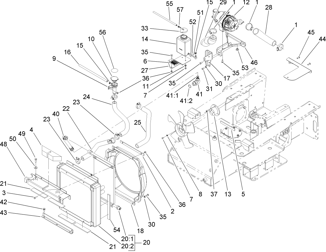 Radiator and Air Cleaner Assembly