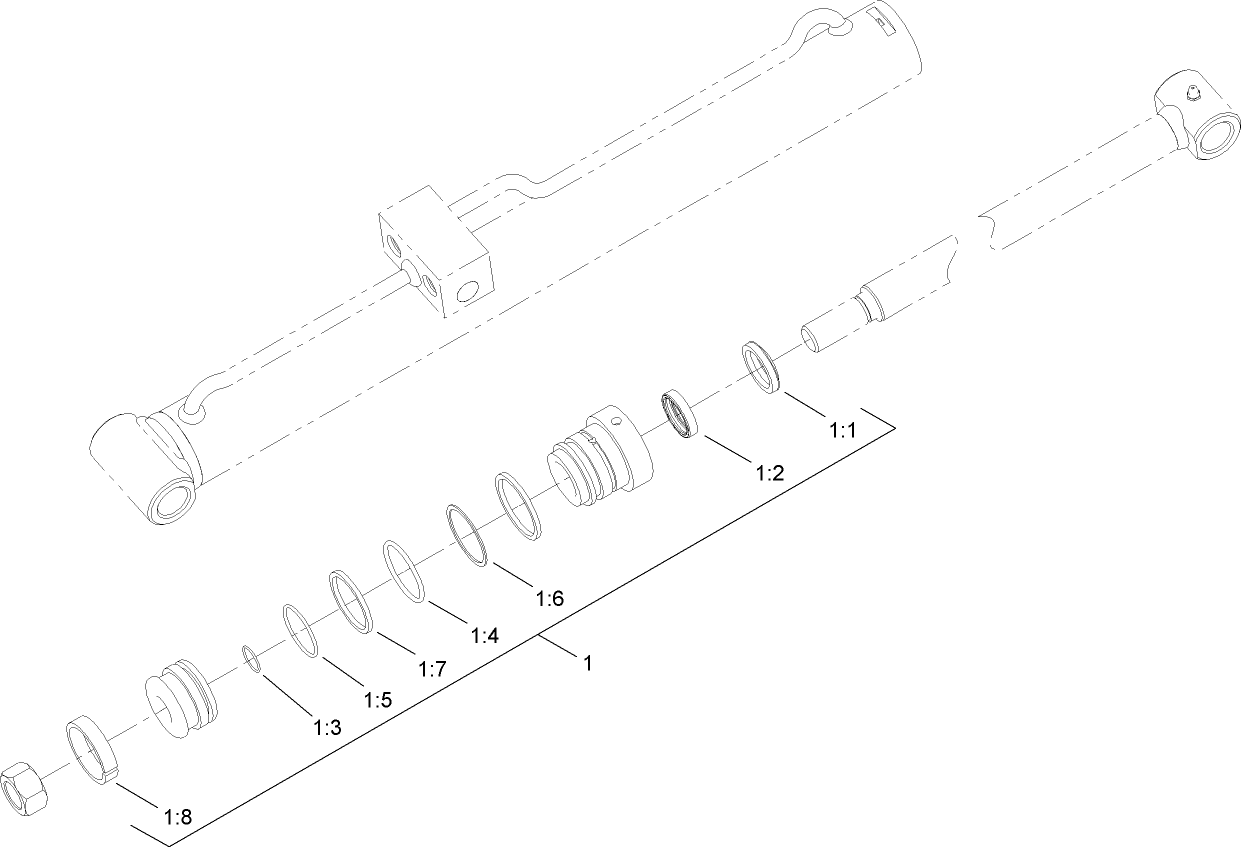 Left Hand Hydraulic Lift Cylinder  Assembly No. 104-6267