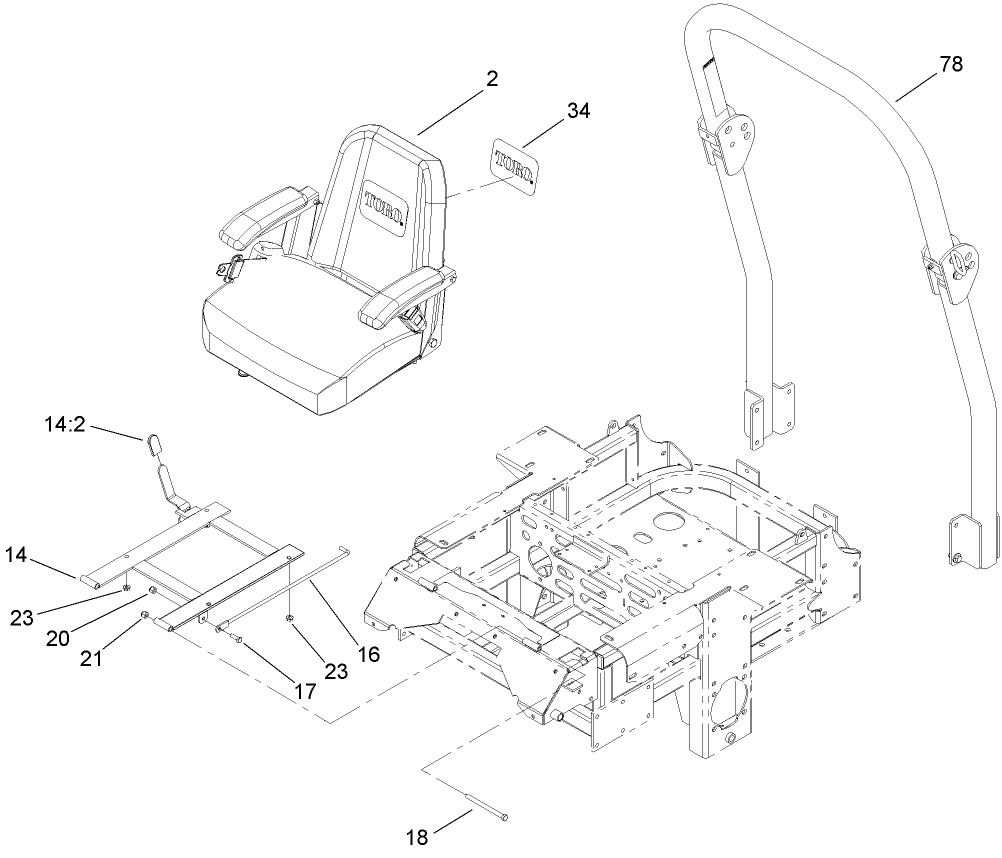 Seat and Roll-Over Protection System Assembly