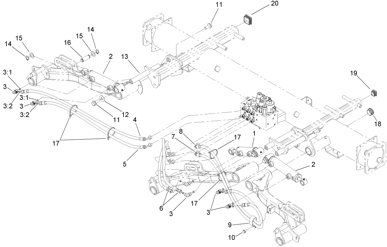 Front Lift Cylinder and Plumbing Assembly