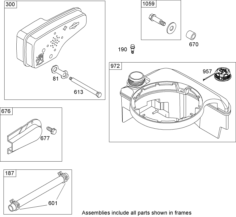 Muffler and Fuel Tank Assembly  Briggs and Stratton 126T02-0206-E1