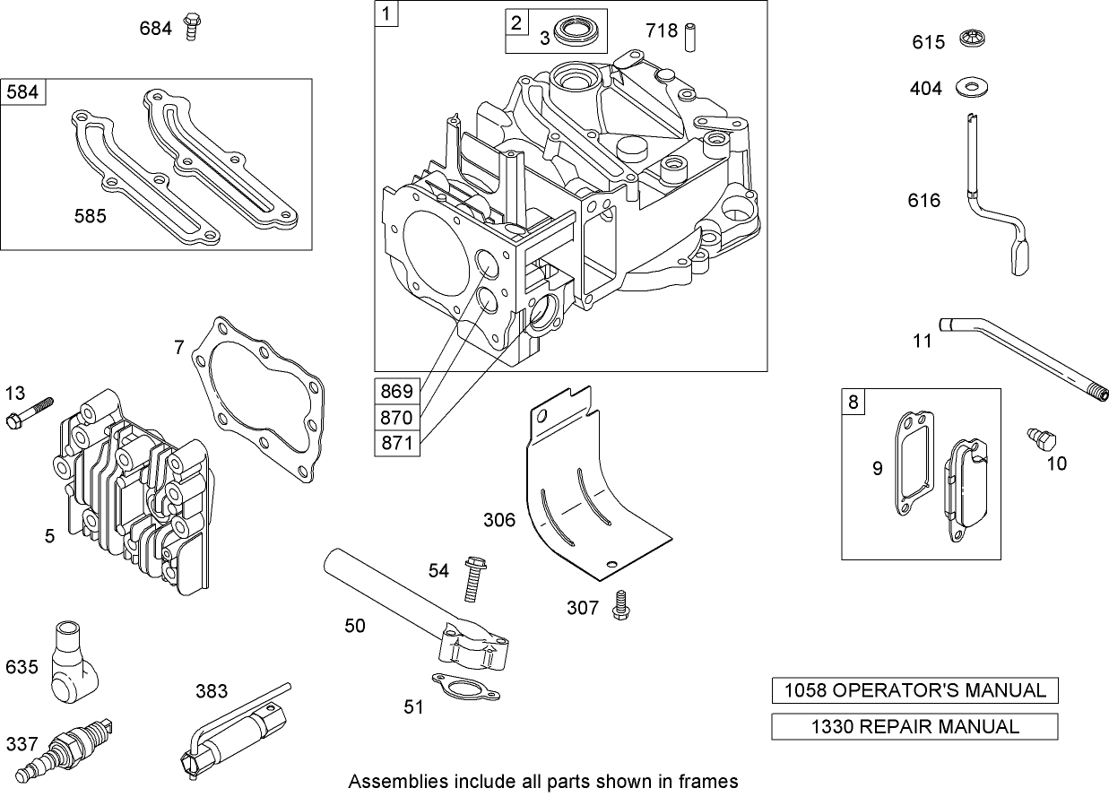 Cylinder Assembly  Briggs and Stratton 126T07-0204-E1