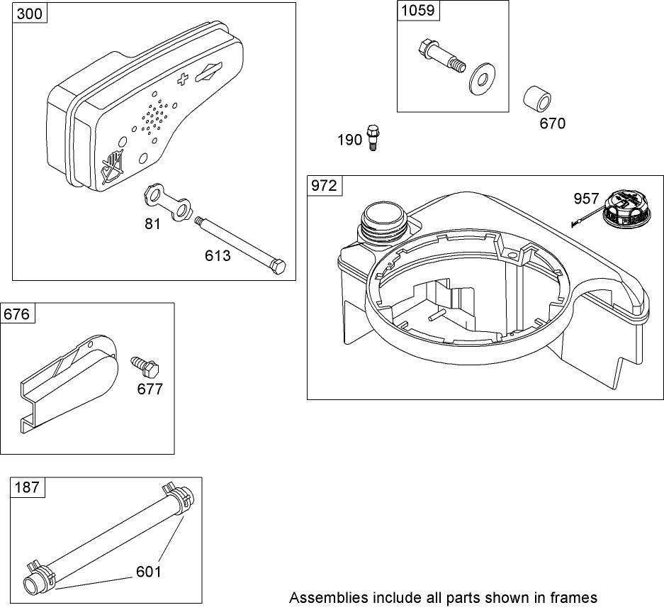 Muffler and Fuel Tank Assembly  Briggs and Stratton 126T07-0204-E1