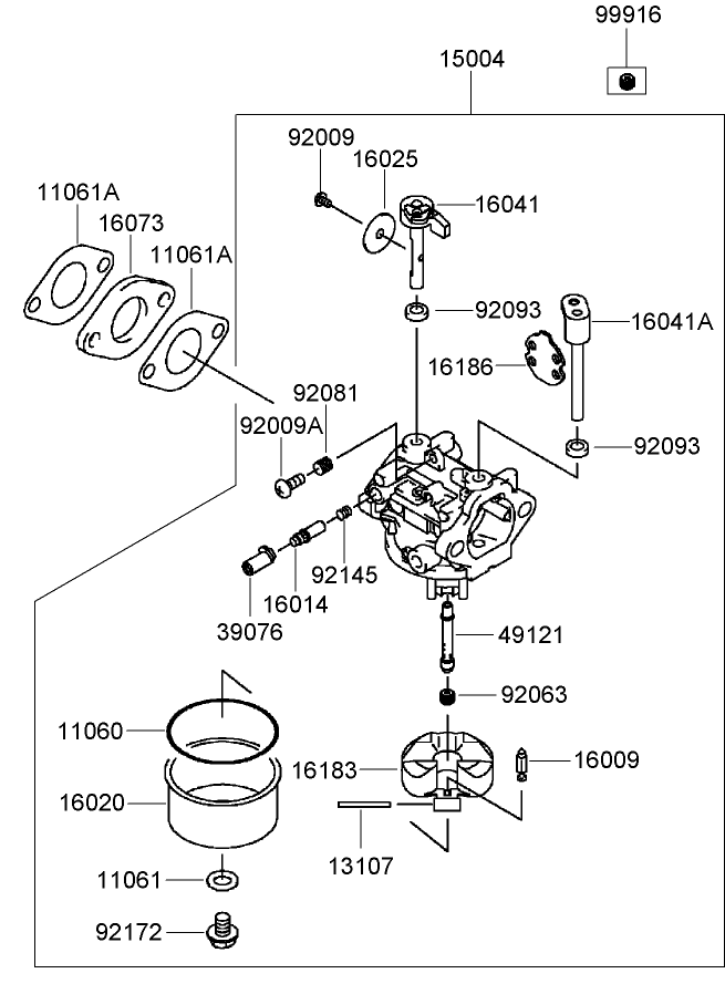 Carburetor Assembly Kawasaki FJ180V-AS31