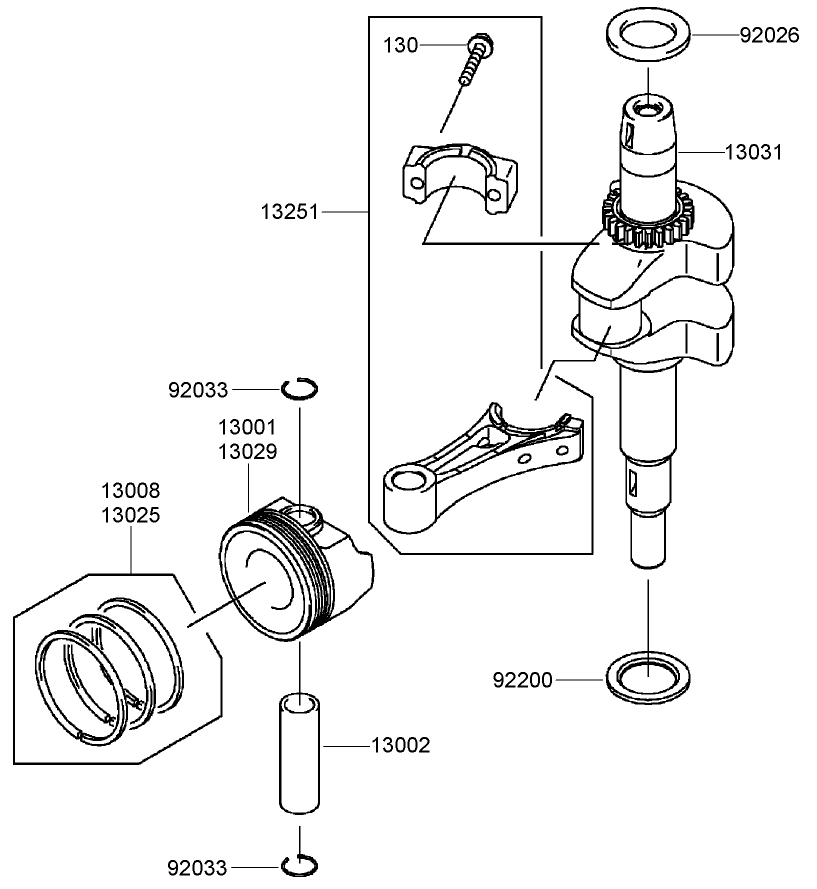 Piston and Crankshaft Assembly Kawasaki FJ180V-AS30