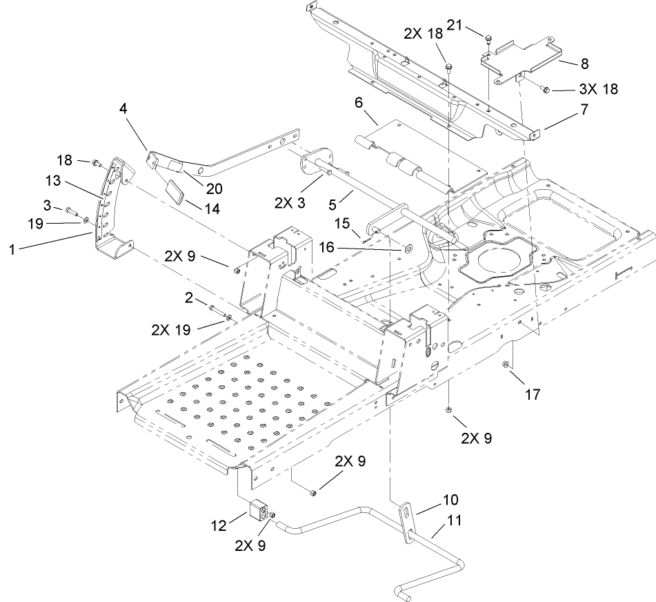 Deck Lift and Seat Support Assembly