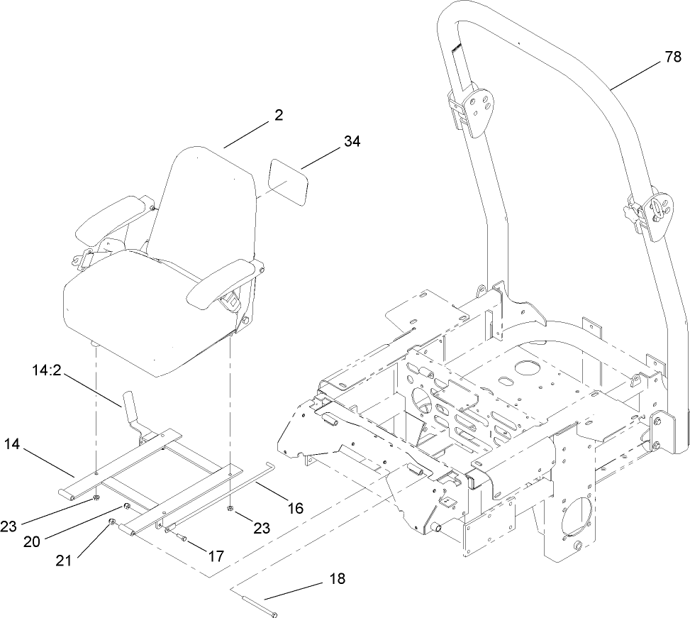 Seat and Roll-Over Protection System Assembly