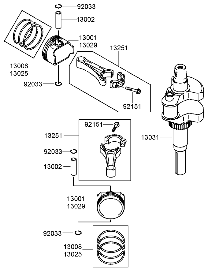 Piston and Crankshaft Assembly  Kawasaki FH641V-DS19-R