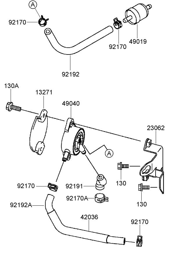 Fuel Tank and Valve Assembly  Kawasaki FH641V-DS19-R