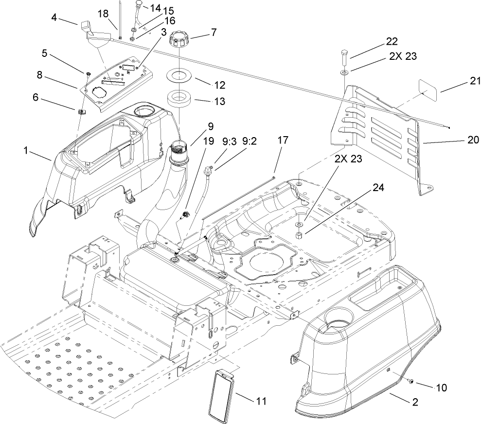 Styling and Fuel System Assembly