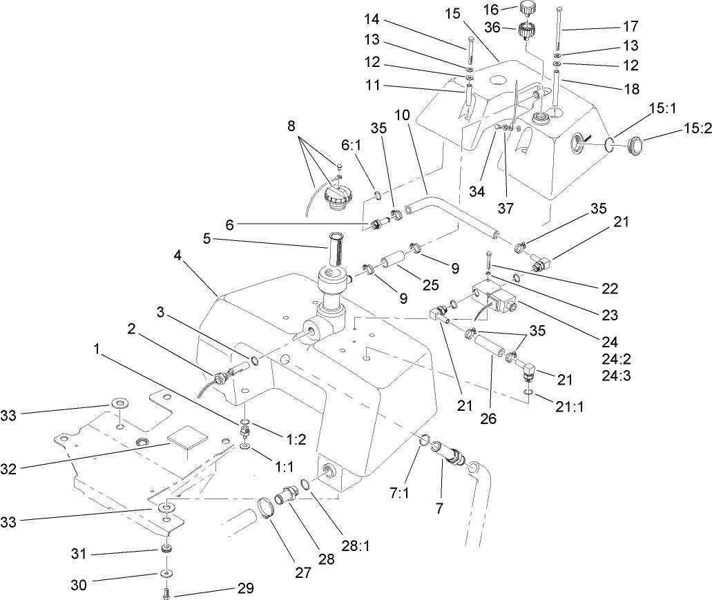 Hydraulic Reservoir and Leak Detector Assembly
