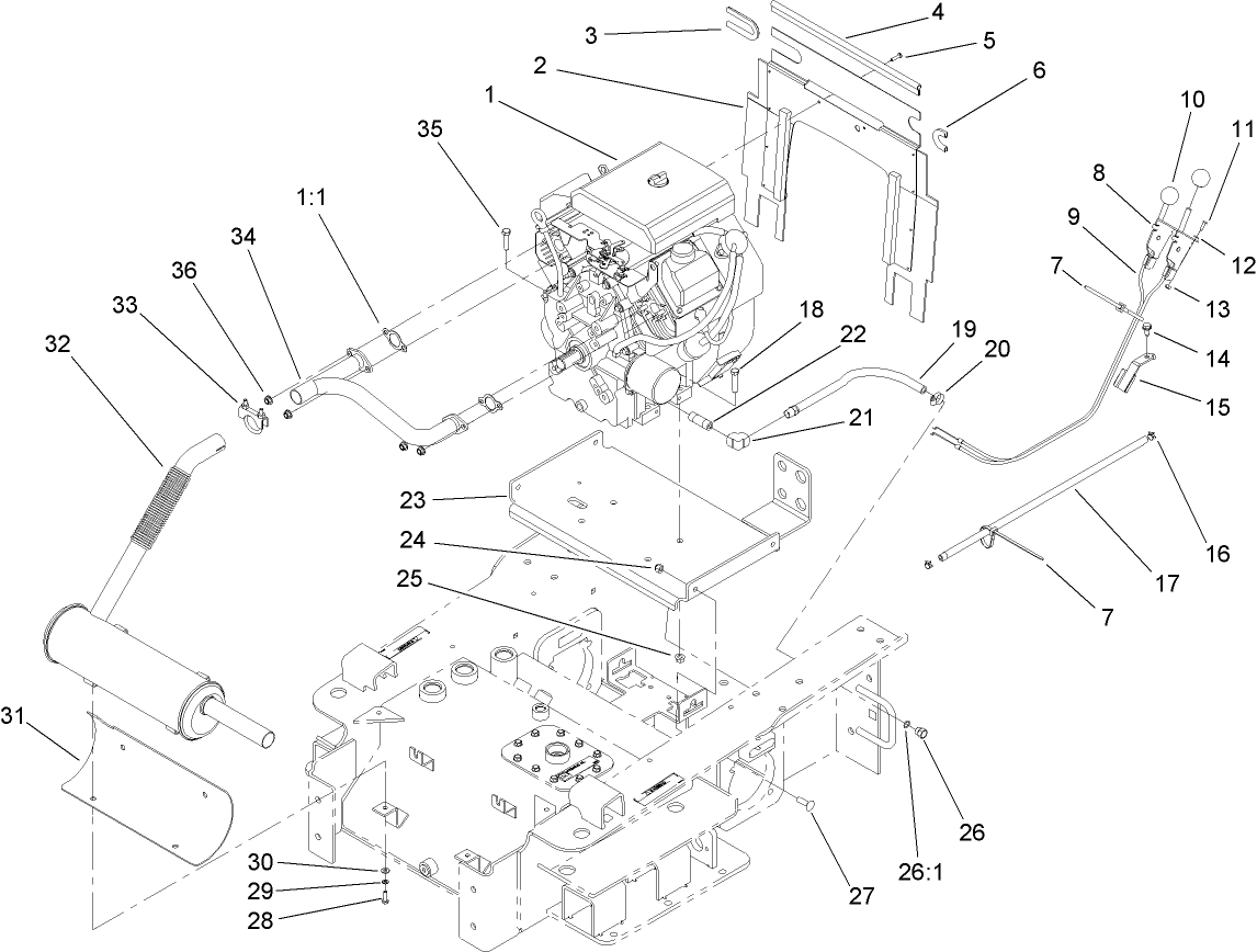 Engine and Mount Assembly