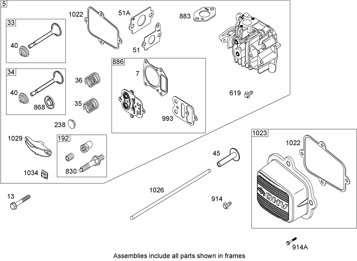 Cylinder Head Assembly  Briggs and Stratton 122602-0207-B1