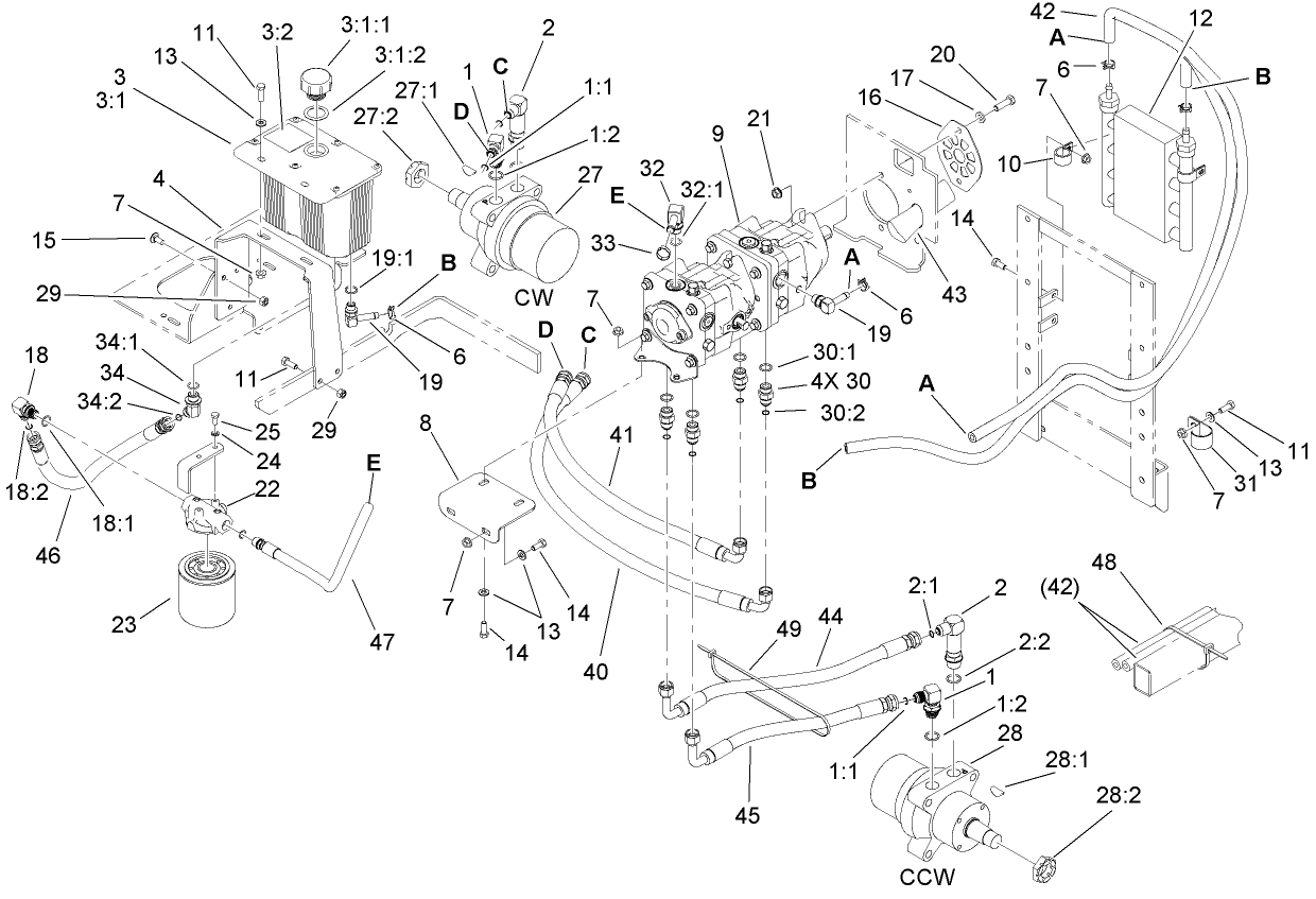 Hydraulic Tank, Motor and Pump Assembly