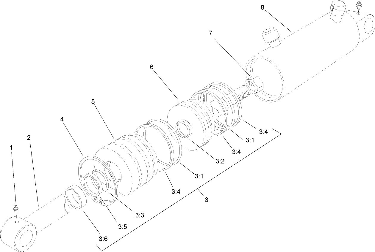 Hydraulic Cylinder Assembly No. 100-6586 (2-1/2in Bore)