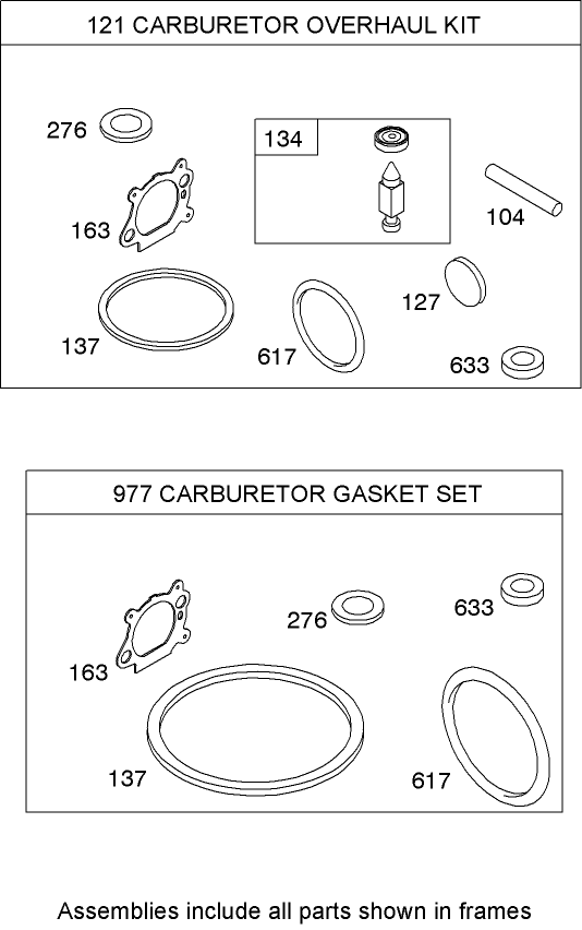 Carburetor Overhaul Kit Briggs and Stratton 12H802-2032-B1
