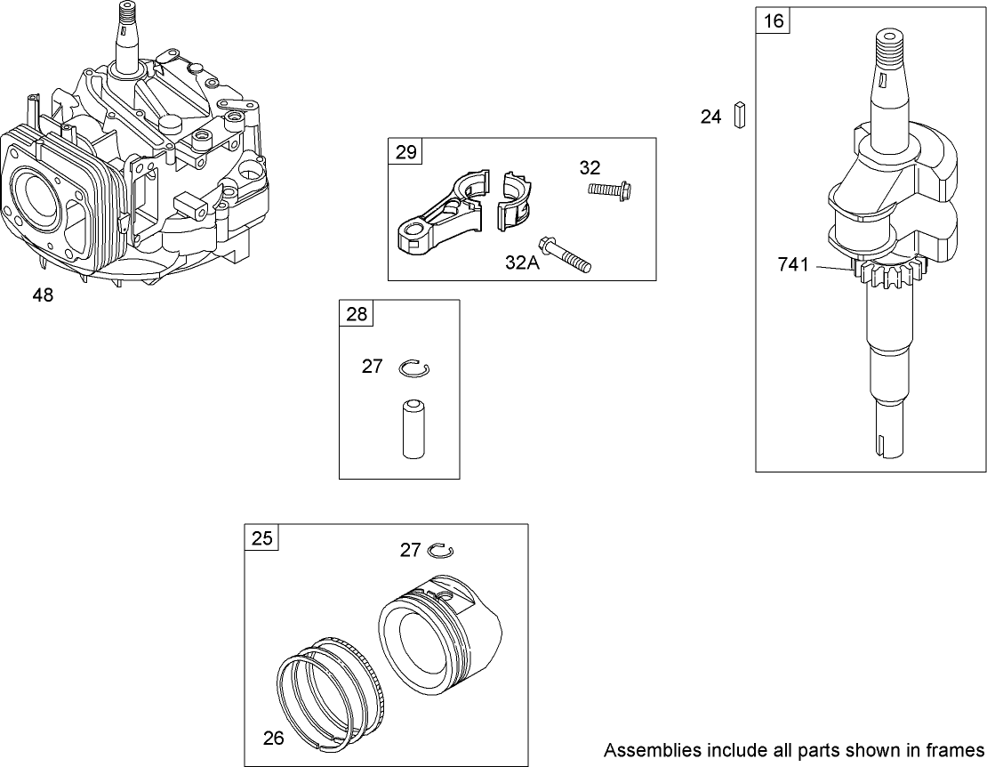 Crankshaft Assembly Briggs and Stratton 122607-0208-B1