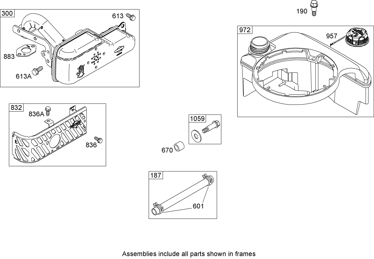 Muffler and Fuel Tank Assembly Briggs and Stratton 122607-0208-B1